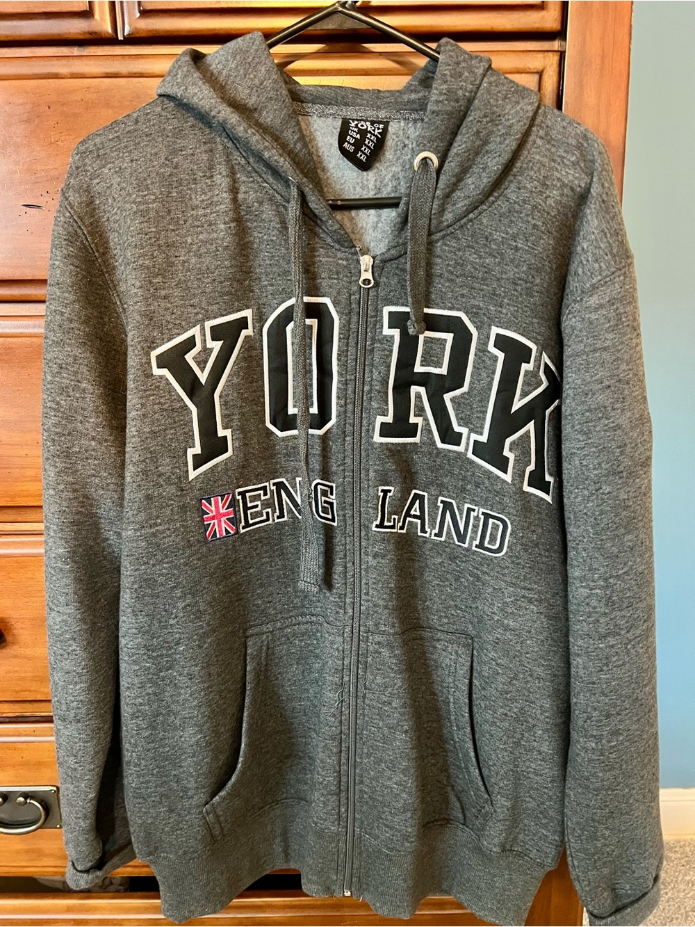 NWOT York England Hooded Zip Jacket - Gray Sz XL